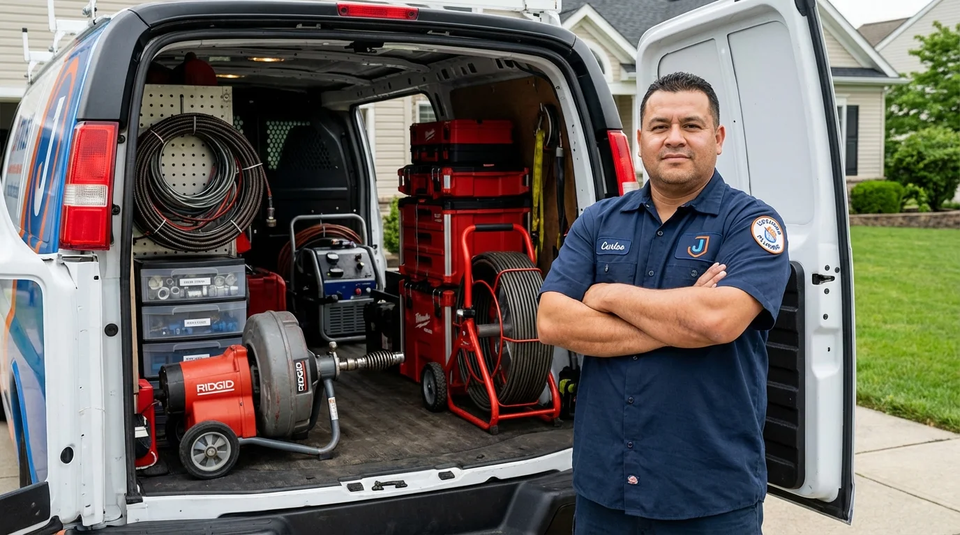 Professional drain cleaning equipment and Johns Plumbing LLC plumber in Columbus Grove