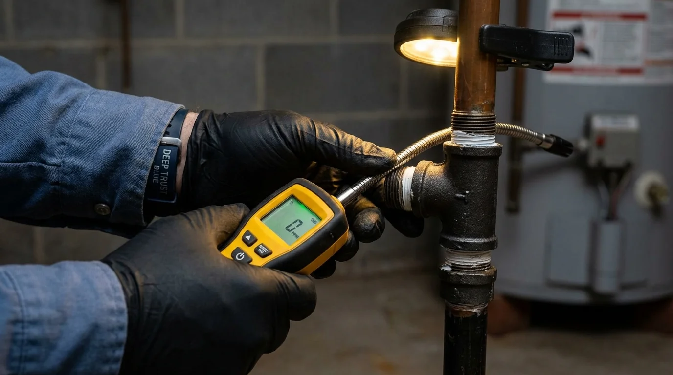 Gas leak detection with electronic sniffer by Johns Plumbing LLC in Columbus Grove
