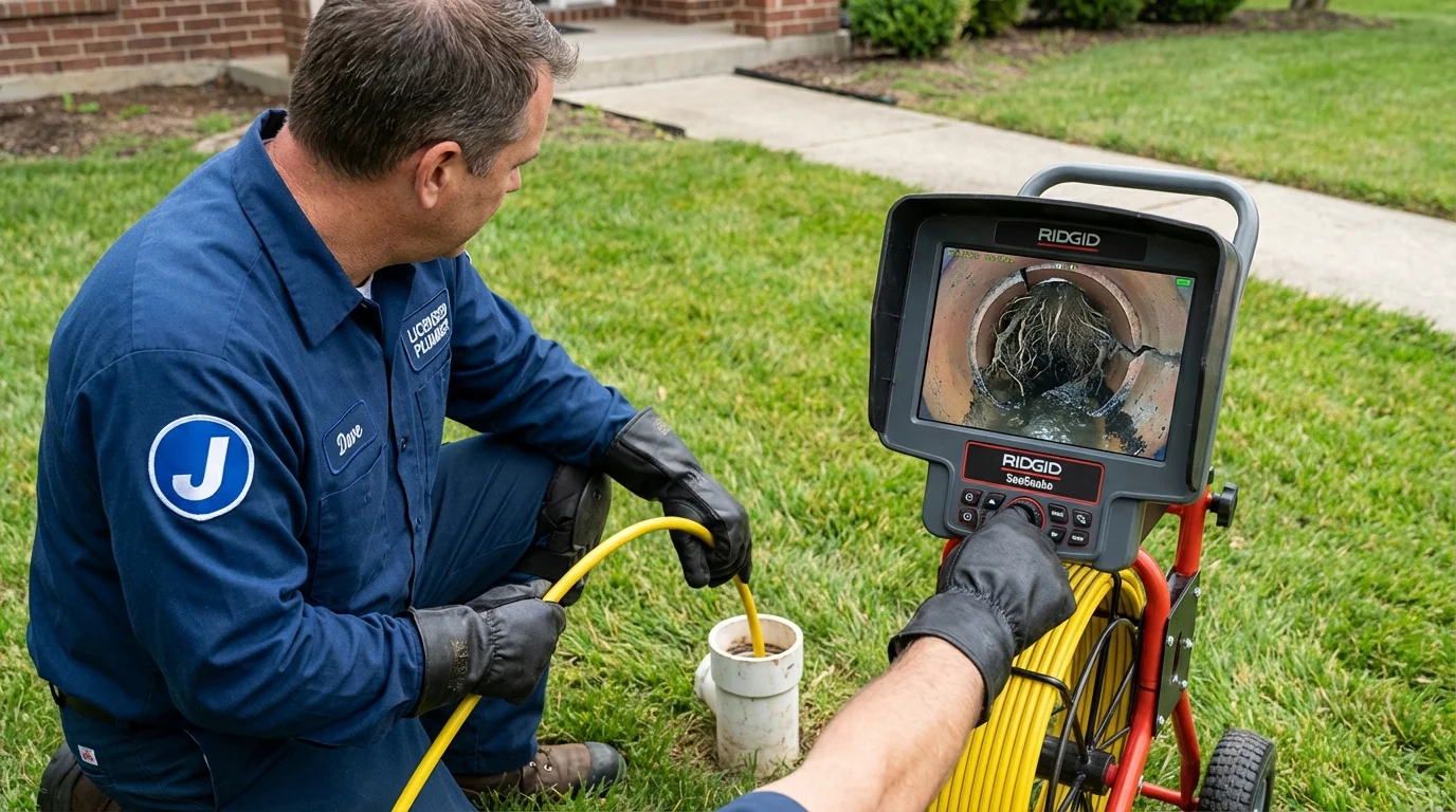 Sewer camera inspection being performed by Johns Plumbing LLC in Columbus Grove